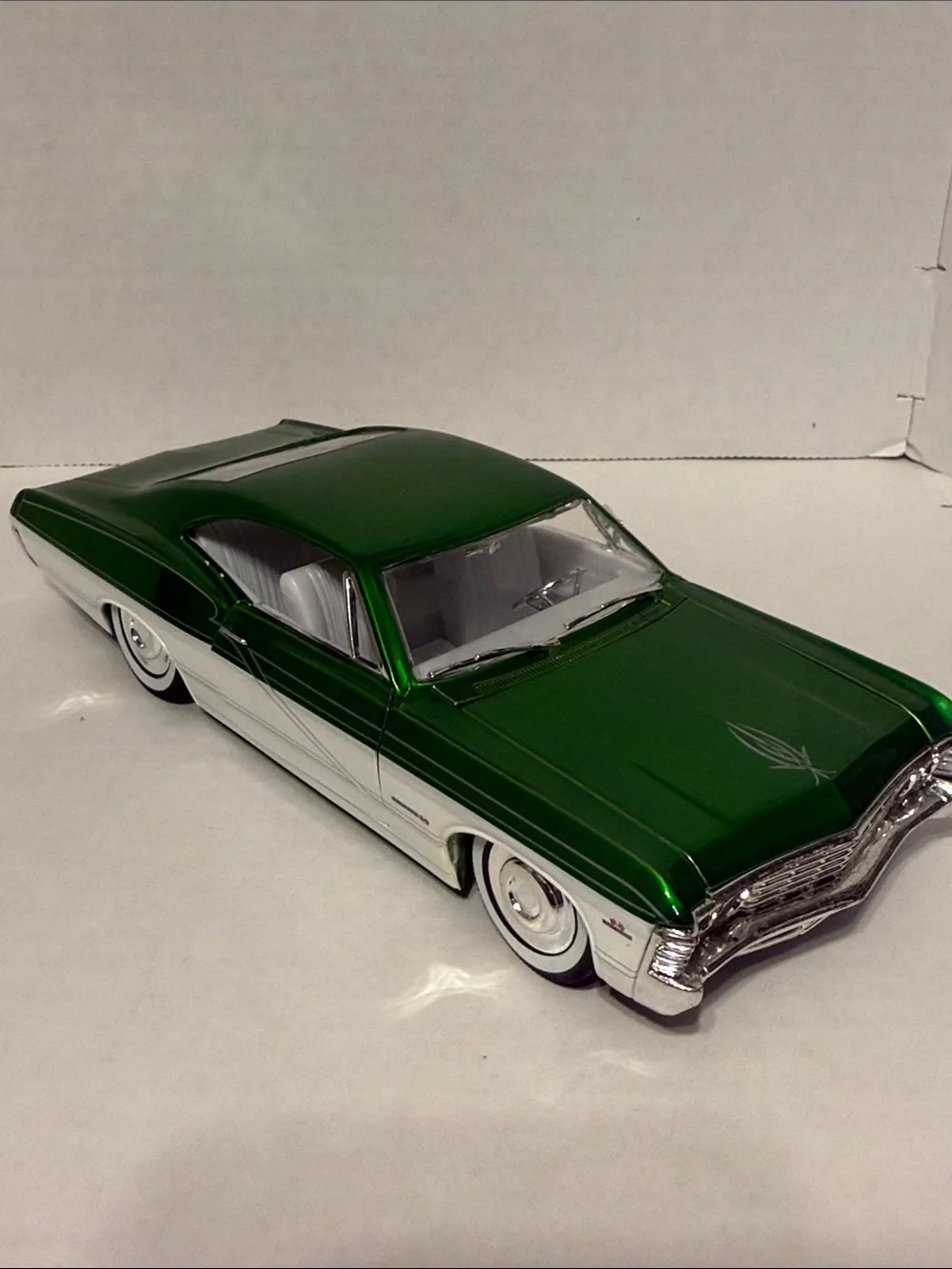 Jada Impala Green and White Classic Lowrider Toy Car 1/24 scale